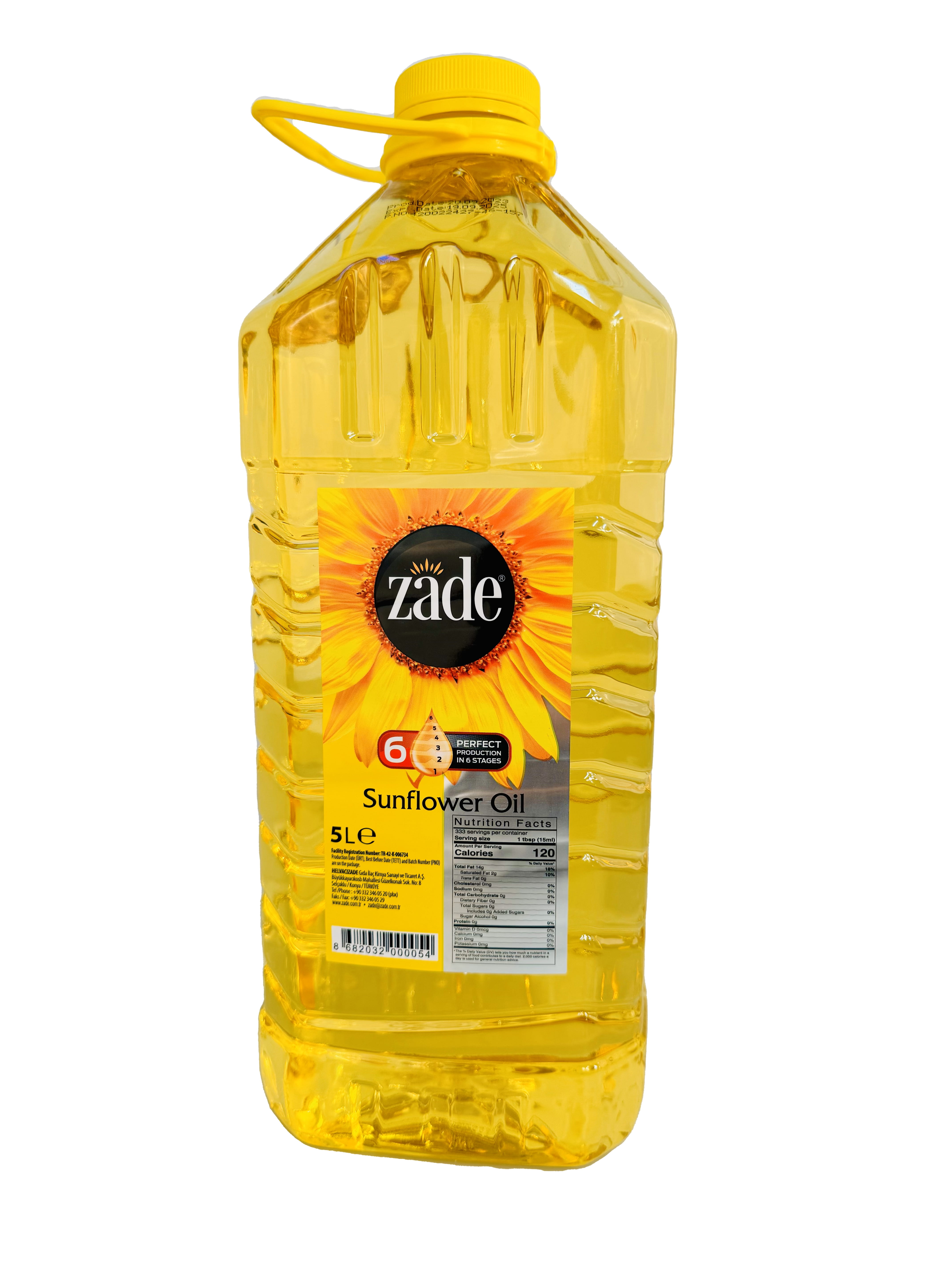 Zade Pure Sunflower Oil - 5 Liter Bottle