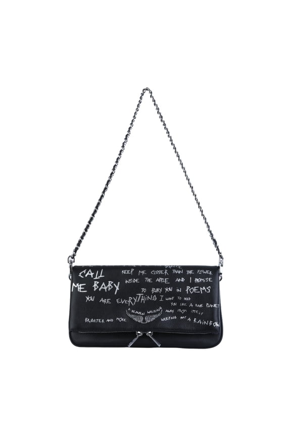 Women's Shoulder Bag With Flap Closure Black