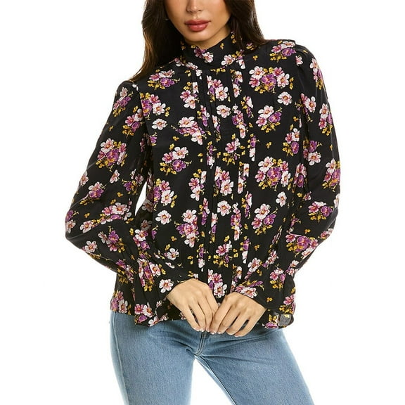 Zadig & Voltaire womens Tabbi Silk Top, XS, Black