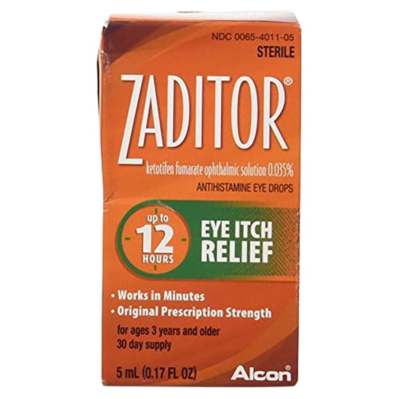 Zaditor Alcon Antihistamine 12hr Eye Itch Relief Strength Drops 5ml, 0.17oz