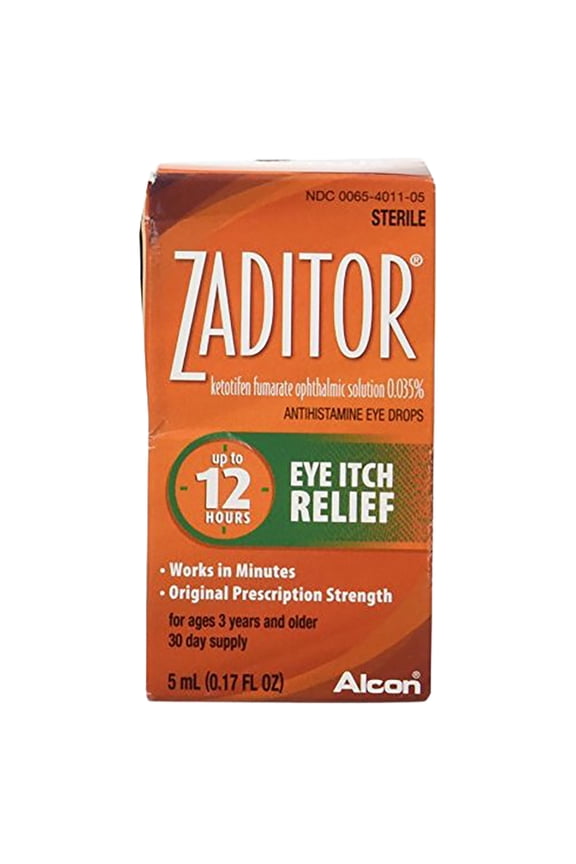 Zaditor Alcon Antihistamine 12hr Eye Itch Relief Strength Drops 5ml, 0.17oz