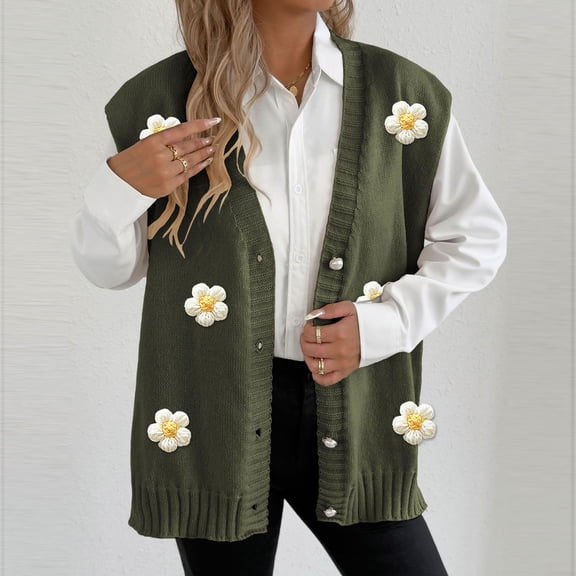 Zedker Cardigans Sweaters for Women Fall Fashion Cable Knit Button Down Winter Outerwear Coats, Plus Size Army Green