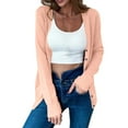 thumbnail image 1 of Zedker Cardigan for Women Open Front Long Cardigans Sweater Slim Solid Color Thin Cardigans Casual Button Comfy Knit Outwear Coat,Plus Pink L, 1 of 8
