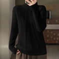 thumbnail image 1 of Zedker Sweaters for Women Mock Turtleneck Long Sleeve Soft Shirts Fall Ribbed Tops Tee,Plus Size Black XXL, 1 of 3