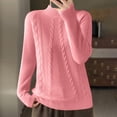 thumbnail image 1 of Zedker Sweaters for Women Mock Turtleneck Long Sleeve Soft Shirts Fall Ribbed Tops Tee,Plus Size Pink M, 1 of 3