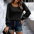 thumbnail image 1 of Zedker Sweaters for Women Pleated Casual Long Sleeve Blouses with Smocked Cuffs,Plus Size Black L, 1 of 6