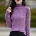 thumbnail image 1 of Zedker Sweaters for Women Turtleneck Ribbed Cute Warm Knitted Sweater Tops,Plus Size Purple L, 1 of 5