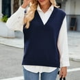 thumbnail image 1 of Zedker Women Oversized Sweater Vest Sleeveless V Neck Pullover Knitted Tops 2025 Fall Outfits,Plus Size Dark Blue M, 1 of 6