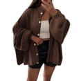 thumbnail image 1 of Zedker Cardigans for Women Knit Fall Open Front Cardigan Sweaters Lightweight Button Down Long Sleeve Womens Sweaters,Plus Brown L, 1 of 6