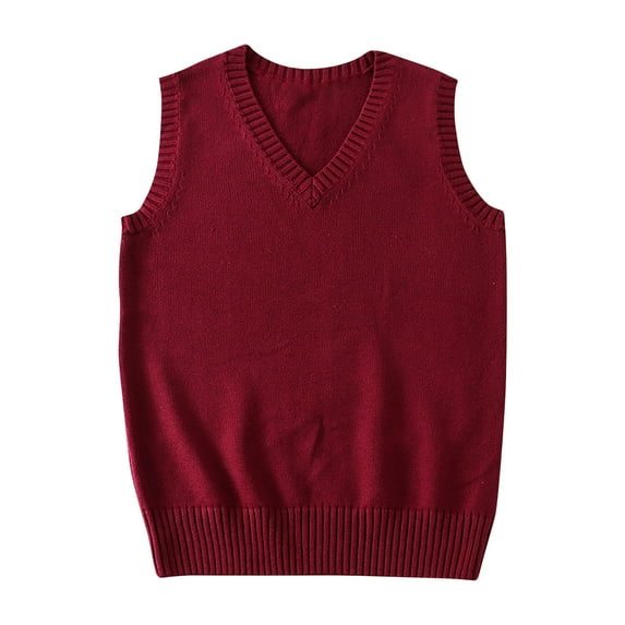 Zedker Women's Casual Sweater Vest V-Neck Slim Sleeveless Knitted Pullover Vest,Plus Size Wine XXXL