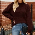 thumbnail image 1 of Zedker Women's Fall Cable Knit Sweater Crew Neck Lantern Sleeve Chunky Winter Pullover Tops,Plus Size Coffee XL, 1 of 3