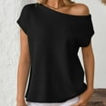 thumbnail image 1 of Zedker Womens Off One Shoulder Sweater Short Sleeve Casual Loose Knit Trendy Tops,Plus Size Black L, 1 of 7
