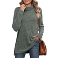 thumbnail image 1 of Zedker Womens Tunic Tops Turtleneck Long Sleeve Shirts Oversized Fall Winter Sweaters,Plus Size Green S, 1 of 6