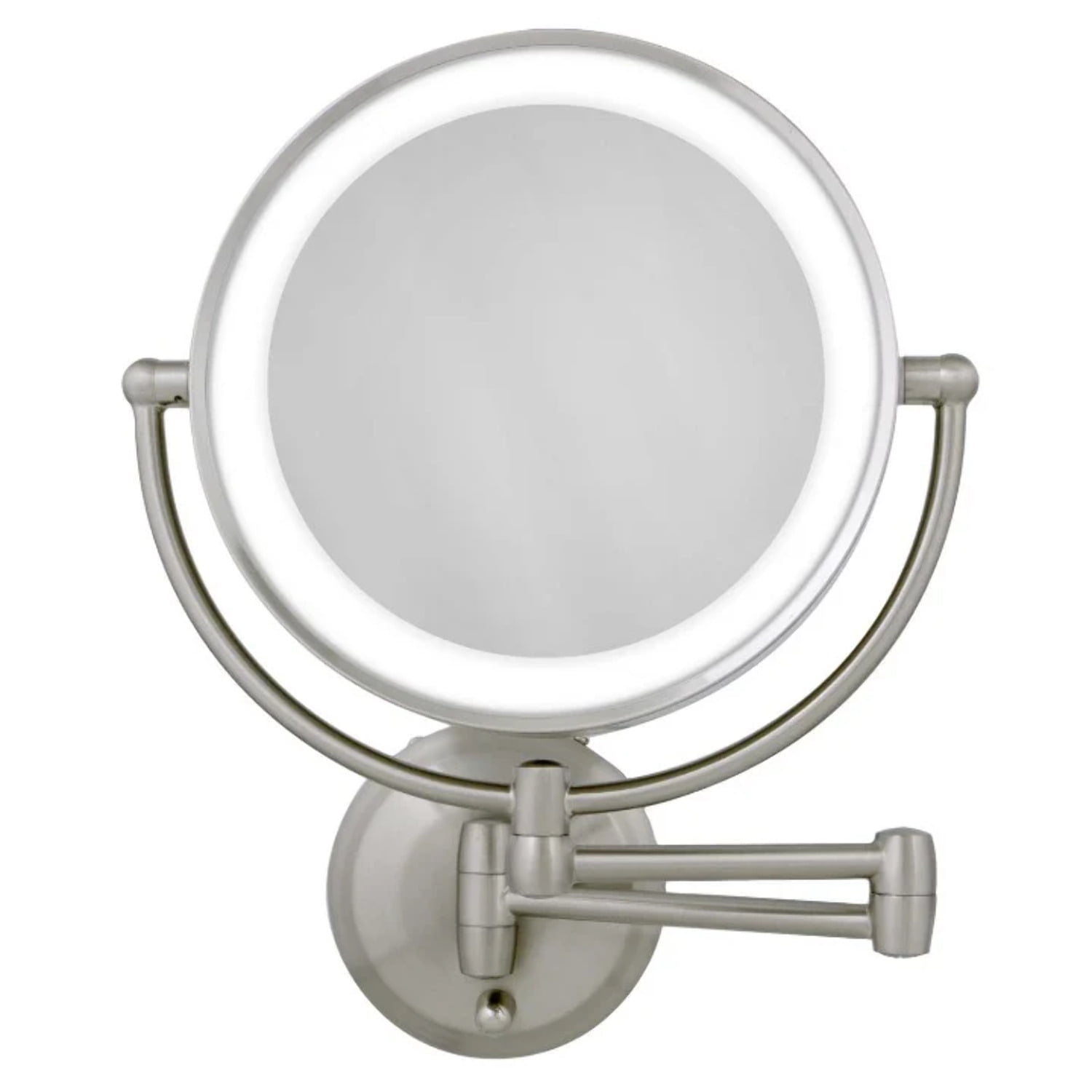 Satin Nickel Round LED Wall Mounted Magnifying Mirror