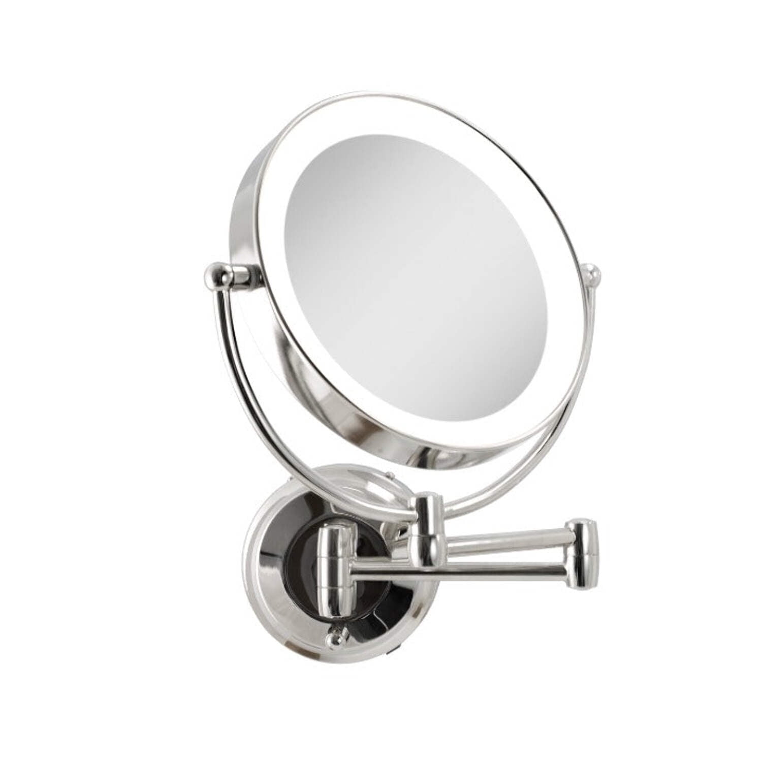 Chrome LED Wall Mounted Round Magnifying Makeup Mirror