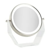 Zadro 7.75 Inch Round LED Ring Light Acrylic Swivel Magnified Countertop Vanity Mirror 8X/1X