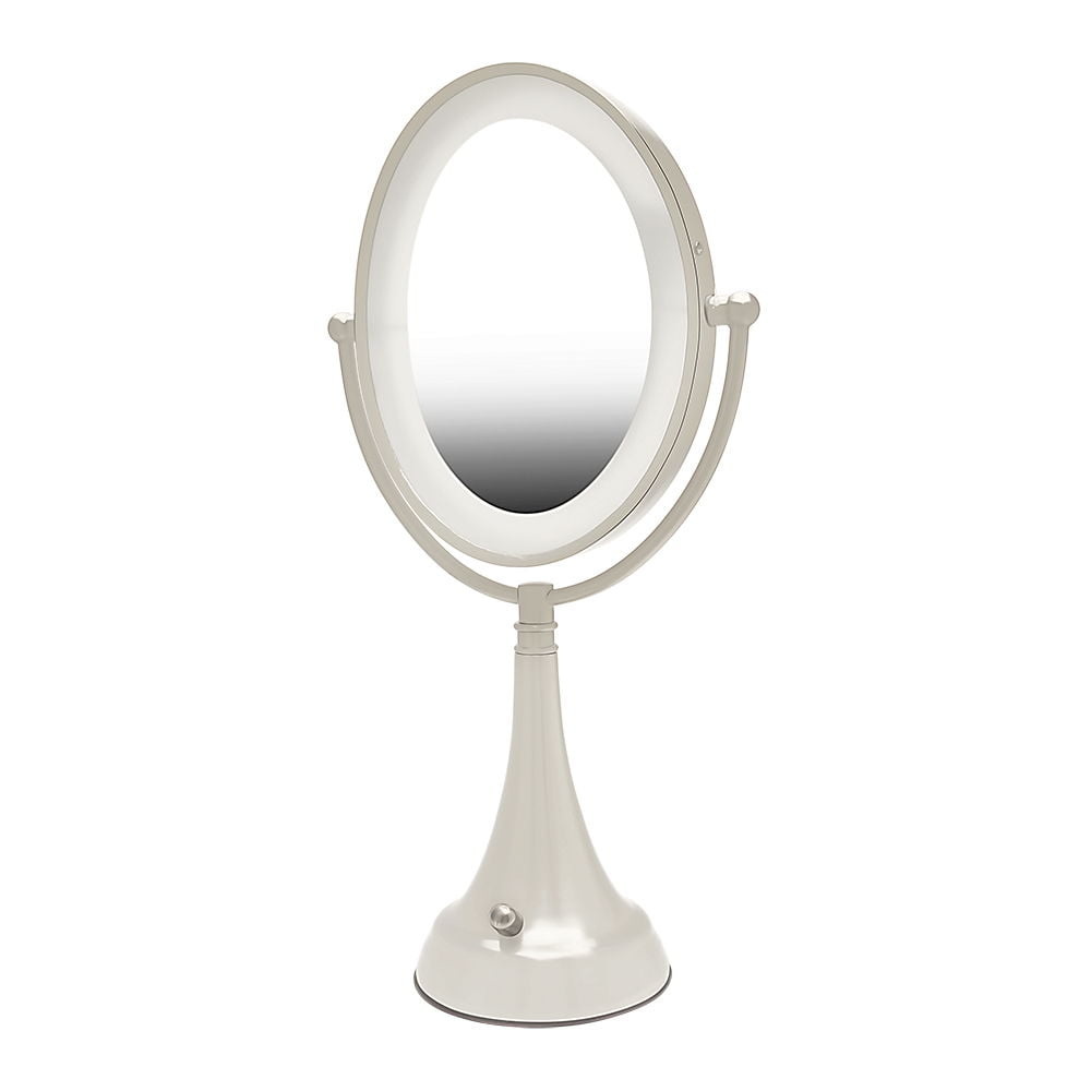 Zadro LED Lighted 10X/1X Round Satin Nickel Wall Mirror