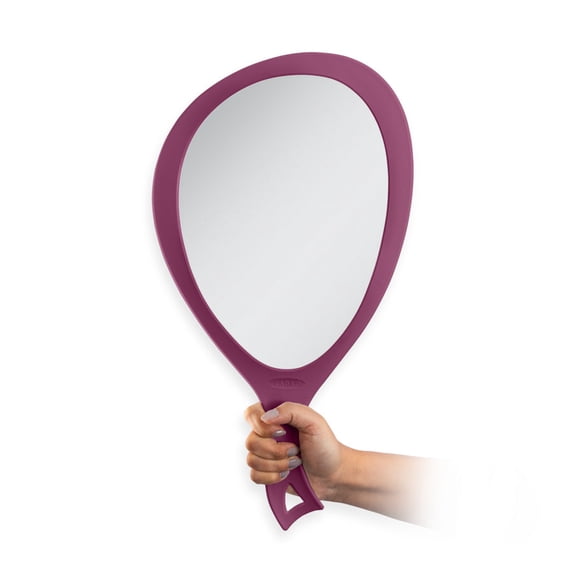 Zadro Large Teardrop Handheld Mirror Curved Ergonomic Handle to Hang