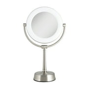 Zadro Lexington LED Lighted Makeup Mirror with Magnification Two-Sided Swivel Mirror with Lights for Makeup Desk Vanity (10X/1X, 12" W x 20" H, 10" Head, 7.5" Mirror, Satin Nickel)