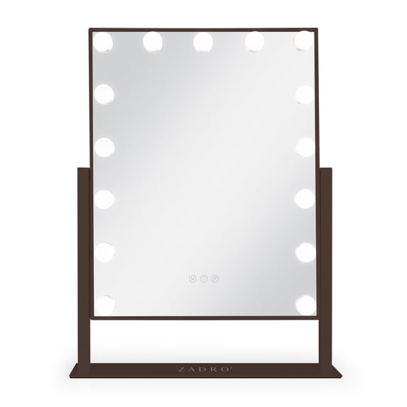 Zadro Lighted Vanity Mirror 18"x21" 15 Bulbs, 3 Light Settings, 360° Rotation Mirror Head