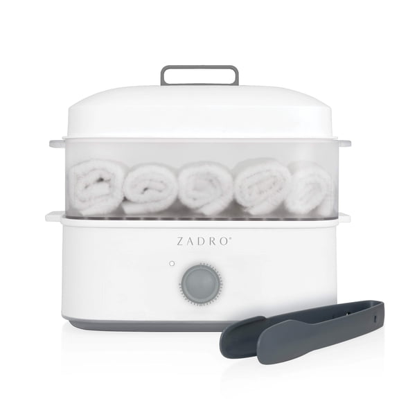 Zadro Towel Steamer with Tongs 8L Steam Tray 1.7L Tank Up to 12 wash cloths