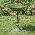 thumbnail image 1 of Zaer Ltd. Ornate Metal Pedestal Style Birdbath with Cast Iron Birds on Rim Full Base (Green), 1 of 8