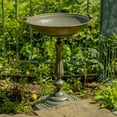 thumbnail image 1 of Zaer Ltd. Ornate Pedestal Style Birdbath with Cast Iron Birds on Rim Full Base (Bronze), 1 of 8