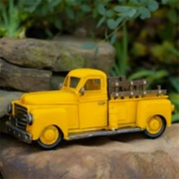 Zaer VA170002-YL Vintage Style Iron Pickup Truck, Antique Yellow