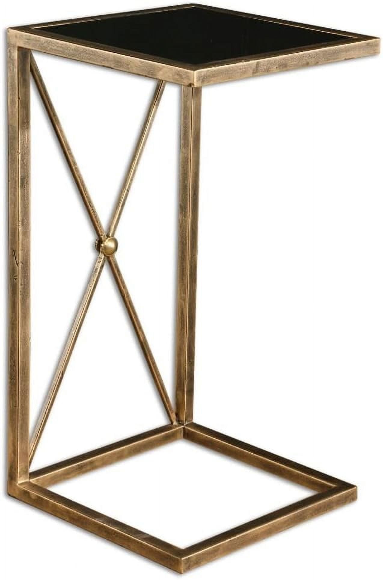 Zafina 13" Black and Gold Contemporary Square Side Table