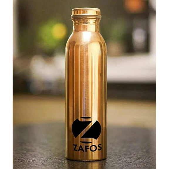 Zafos 34oz Pure Copper Yoga Water Bottle or Thermos Flask with 99% Purity Handmade,Joint Free & Leak Proof for Ayurvedic Health Benefits, Sports,Gym,Yoga & Travel.