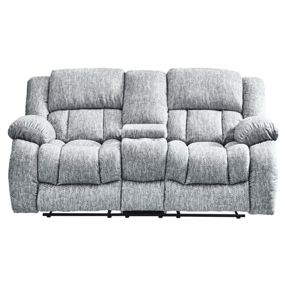 Zaftig Grey Fabric - Manual Motion Recline - Sofa Area - Attached Cushions