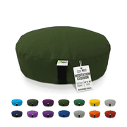 Organic Buckwheat Hulls 14x18" Oval XL Zafu Meditation Cushion - Tibetan Style Cotton Zen Yoga Pillow for Floor - Made in USA, Earth