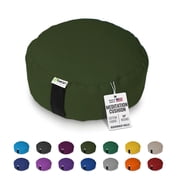 Organic Buckwheat Hulls 14" Round Zafu Meditation Cushion - Tibetan Style Cotton Zen Yoga Pillow for Floor - Made in USA, Earth