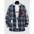 thumbnail image 1 of Zaful Classic Plaid Shirt for Men Plaid Pattern Pocket Button Down Shirt Blue M, 1 of 4