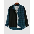 thumbnail image 1 of Zaful Classic Plaid Shirt for Men Plaid Spliced Pattern Long Sleeve Shirt Deep Green L, 1 of 4