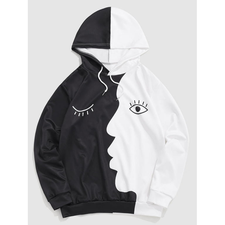 Alien print clearance contrast sleeve hoodie