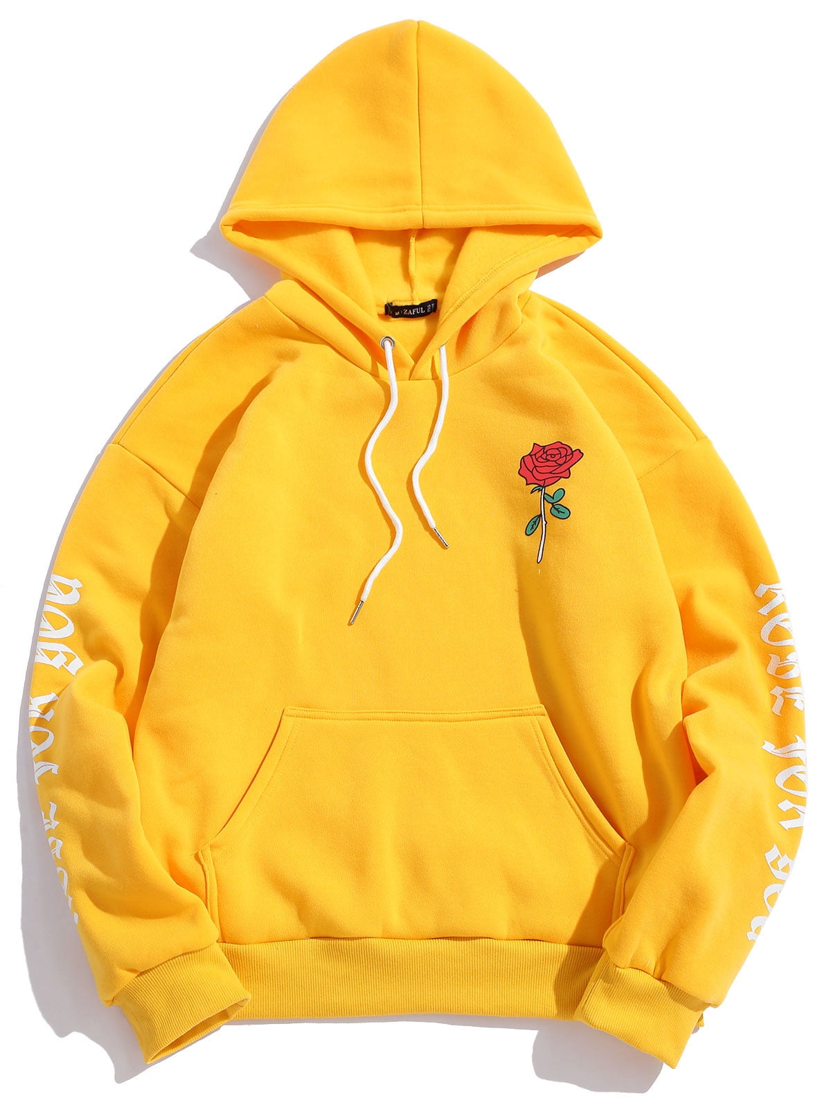 Zaful Colts Hoodies for Men Rose Letter Graphic Fleece Pullover Hoodie  Yellow L - Walmart.com