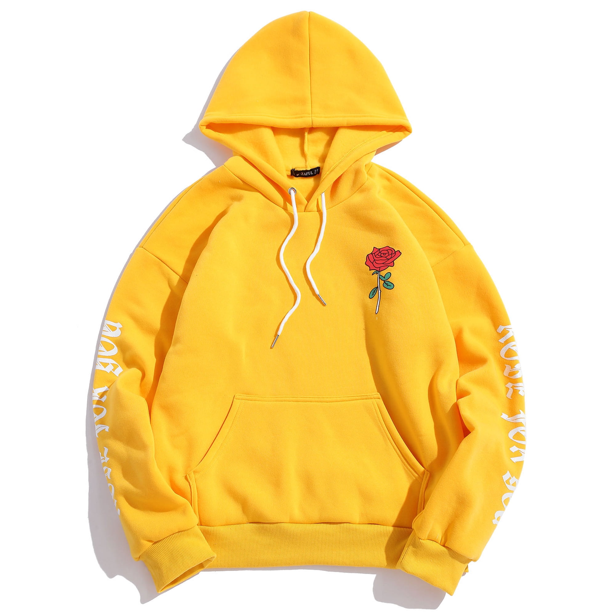 Zaful Colts Hoodies for Men Rose Letter Graphic Fleece Pullover Hoodie  Yellow S - Walmart.com