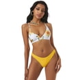 thumbnail image 1 of Zaful for Women Sunflower Print Lace-up Crisscross Bikini Set Rubber Ducky Yellow S, 1 of 7