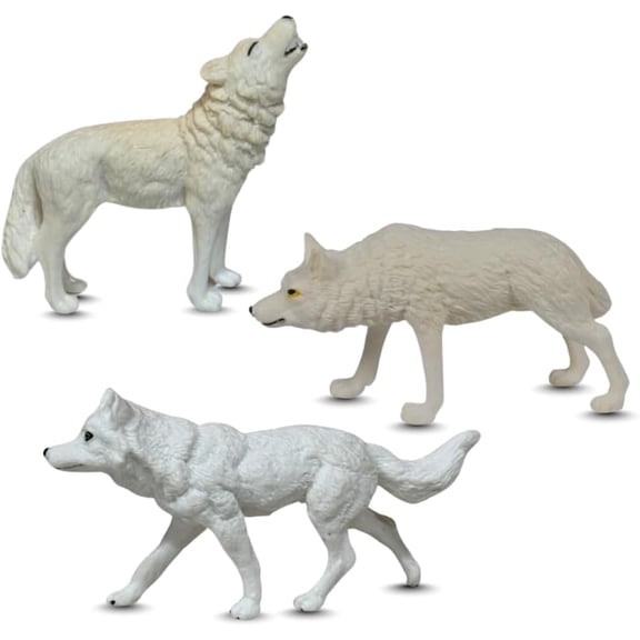 Zaga Toys, 3 Piece White Wolf Hand-Painted Lifelike Arctic Wolf Set