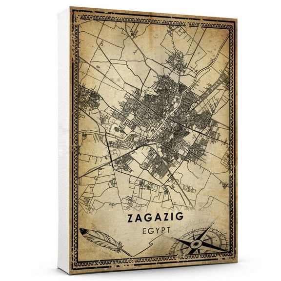 Zagazig Vintage Map Prints Canvas, Egypt Map Art Canvas, Canvas, Zagazig Map City style vintage Canvas , Canvas Wall Art, Street Map Artwork Canvas