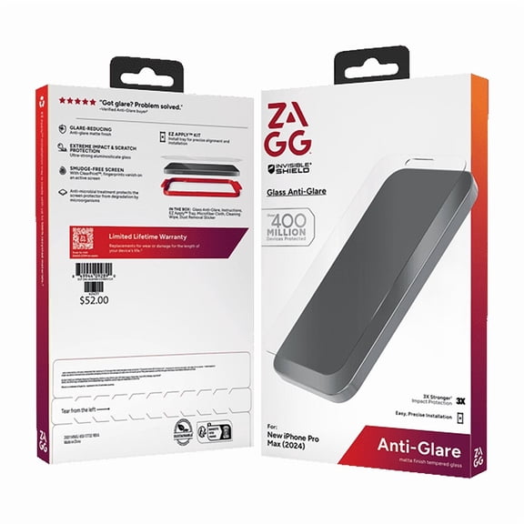 Zagg Invisible Shield Glass Anti-glare 3X Stronger Screen Protector - iPhone 16 Pro Max