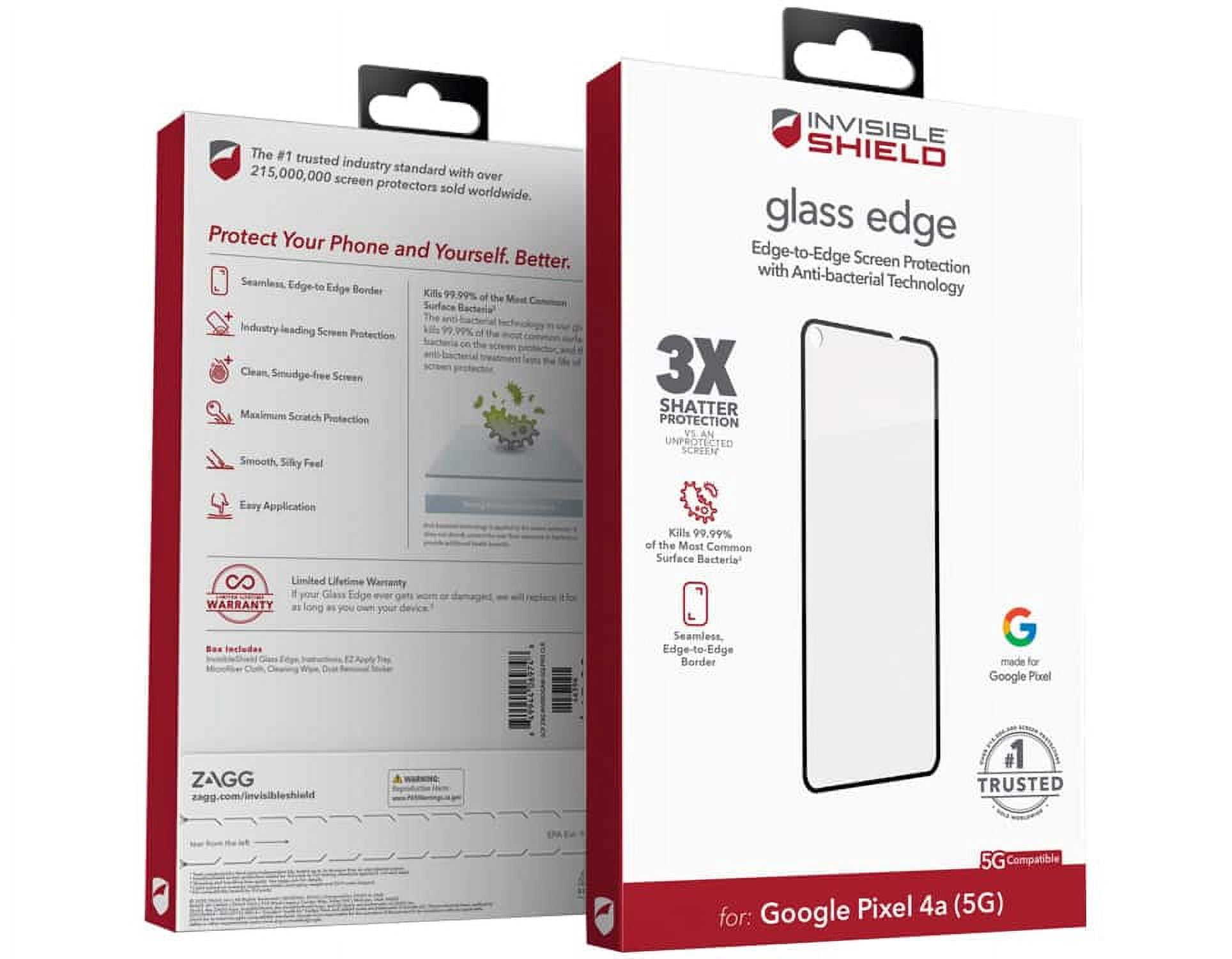 Zagg Invisible Shield Glass Edge with Anti-Microbial - Google Pixel 4a ...