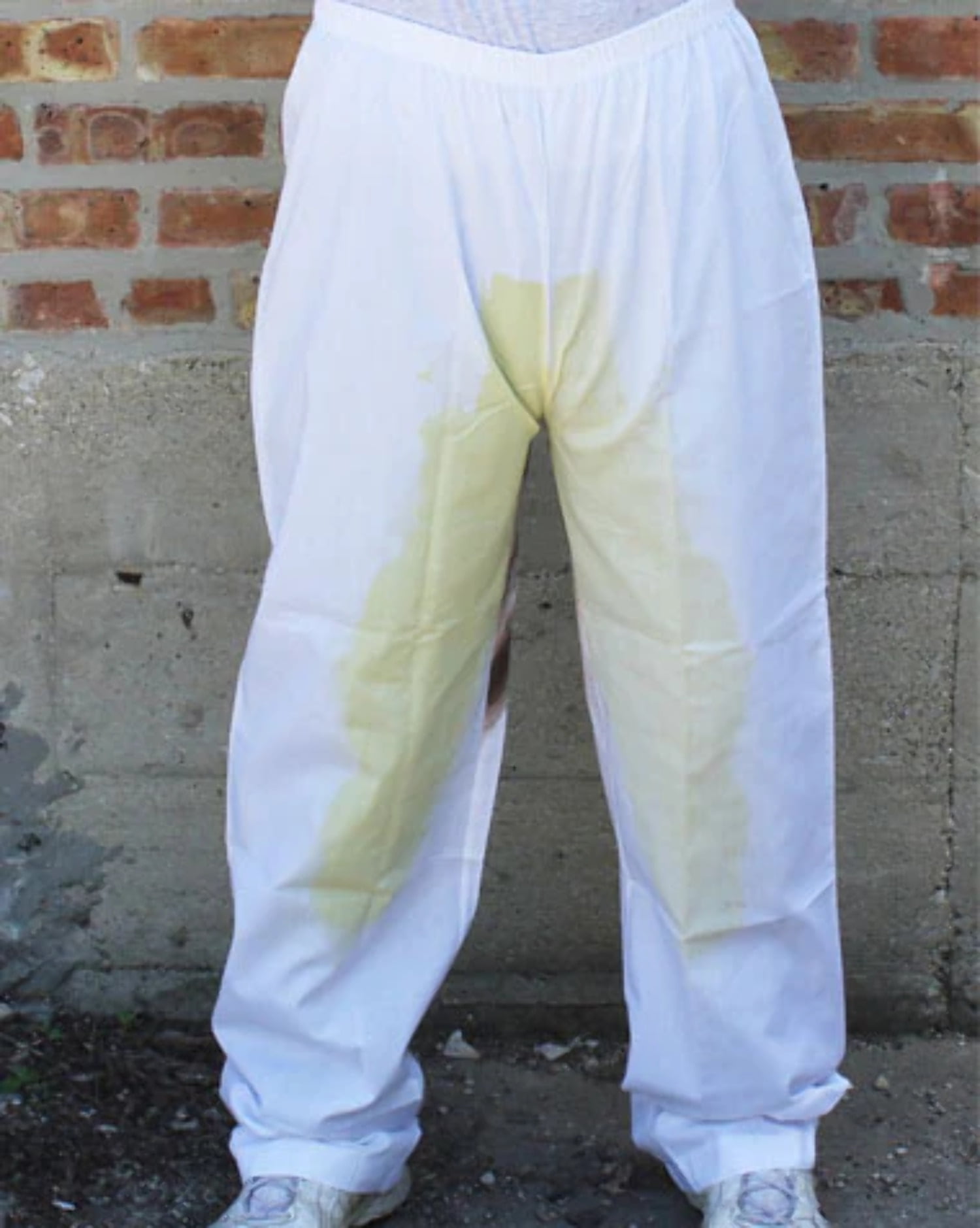 Zagone Goosh Pee Pants Costume Legs, White Yellow Brown, One Size 