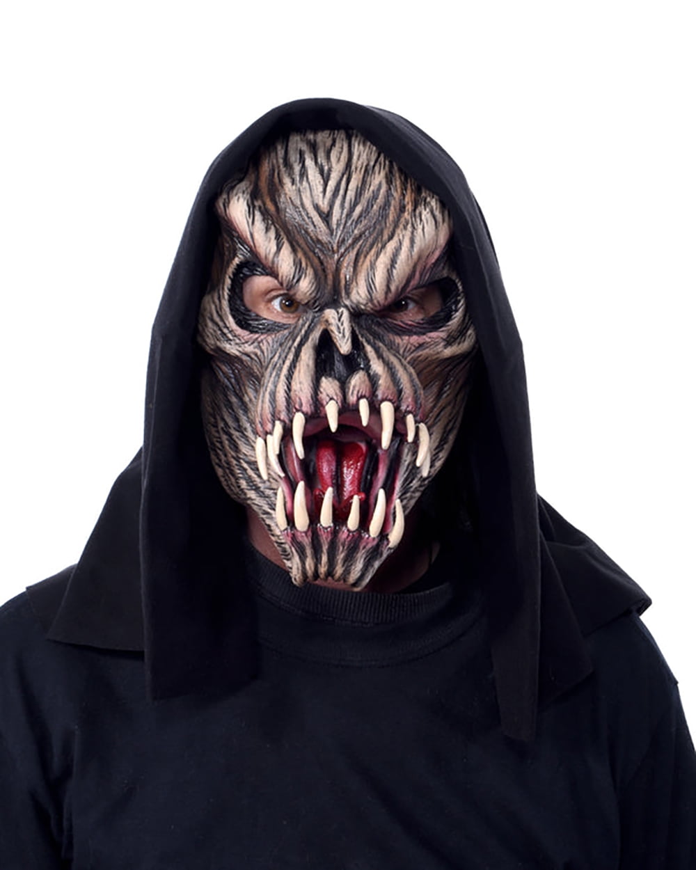 Zagone Fang Face Monster Full Head Mask, Black White Red, One Size