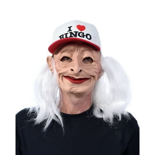 Halloween Old Lady Mask Scary Realistic Old Women Costume Horror Smoking  Granny with Red Hood Grandma Latex Headgear for Adults Party Funny Cosplay