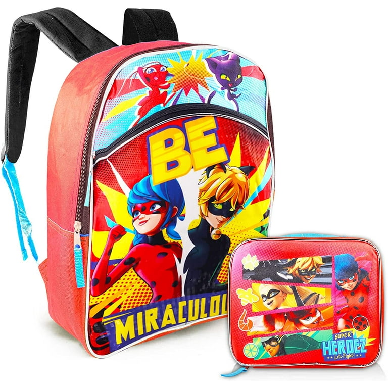 Zagtoon Miraculous Ladybug Backpack and Insulated Lunch Box Set