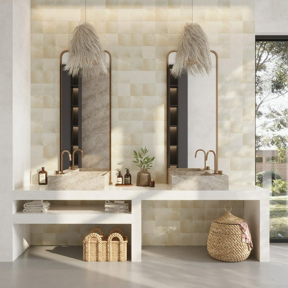 Zahara 6x6 Creamy off-white Porcelain Zellige Square Wall and Floor Tile (5.38 sq ft/case) - 22 Pack