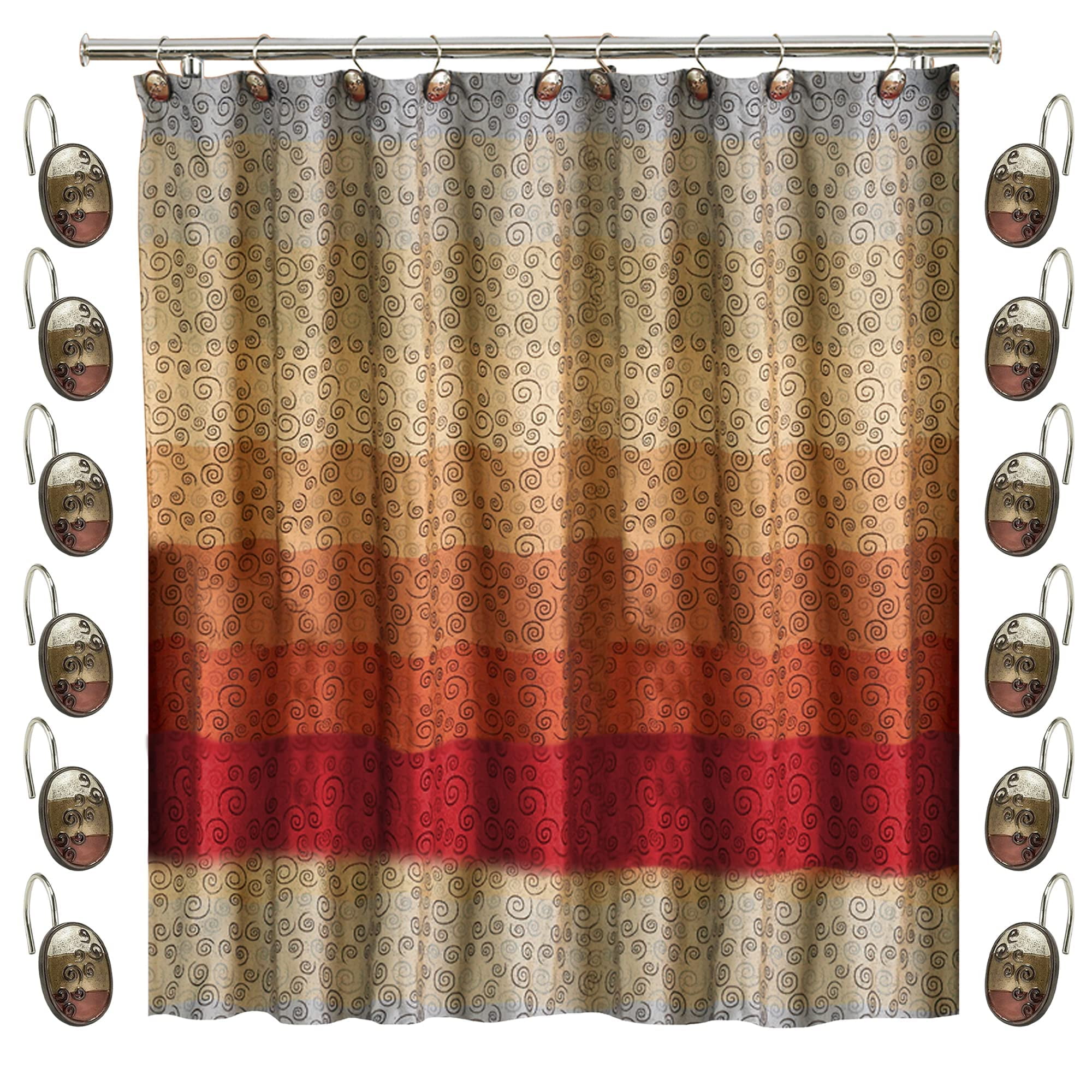 Zahari Home 13pc Miramar Bathroom Shower Curtain Sets Shower Curtain