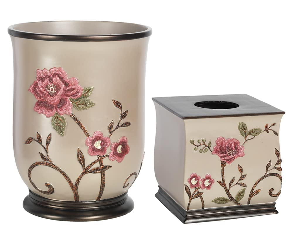 Free Shipping! Zahari Home 2pc Larrisa Floral Bathroom Decor Set Waste ...
